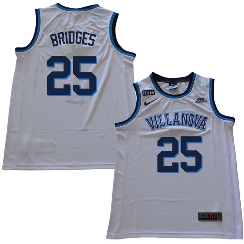 2018 Men #25 Mikal Bridges Willanova Wildcats College Basketball Jerseys Sale-White